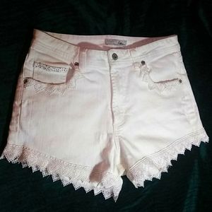 Ladies stretch shorts,lace,bling